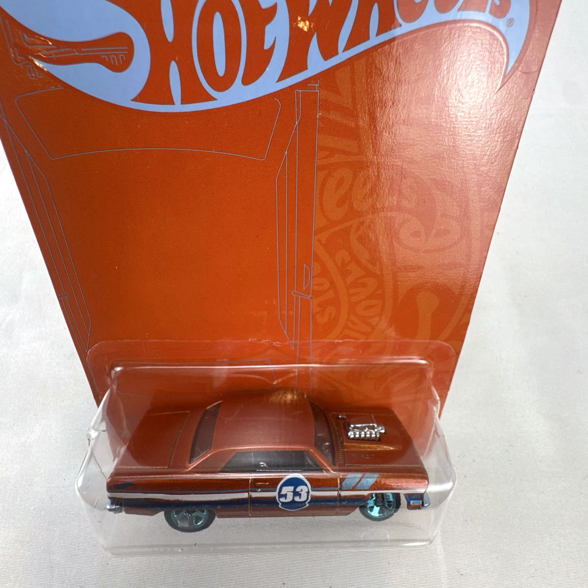 Hot Wheels 53rd Anniversary 1964 Chevrolet Chevelle SS 1:64 scale diecast car in metallic orange on blister card
