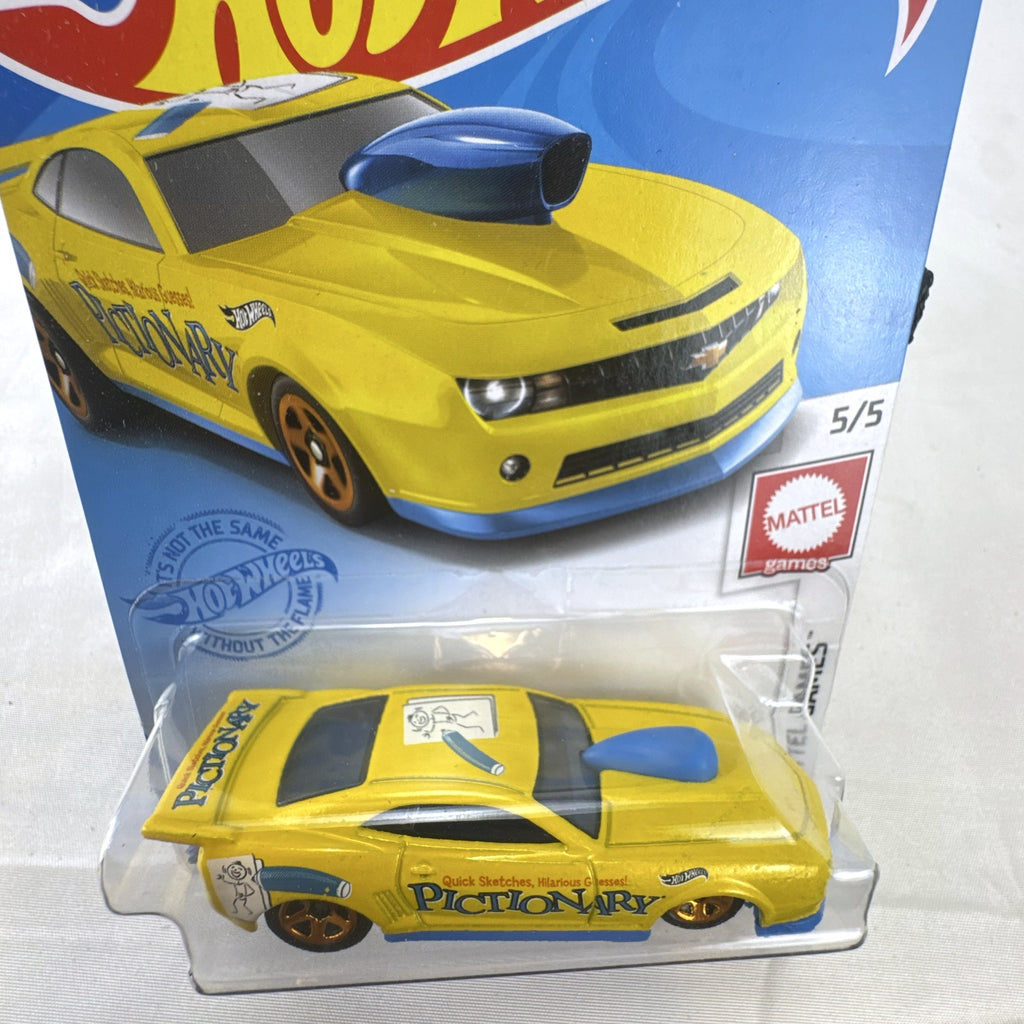 Hot Wheels 2010 Pro Stock Chevy Camaro Mattel Games Pictionary yellow diecast car in original packaging