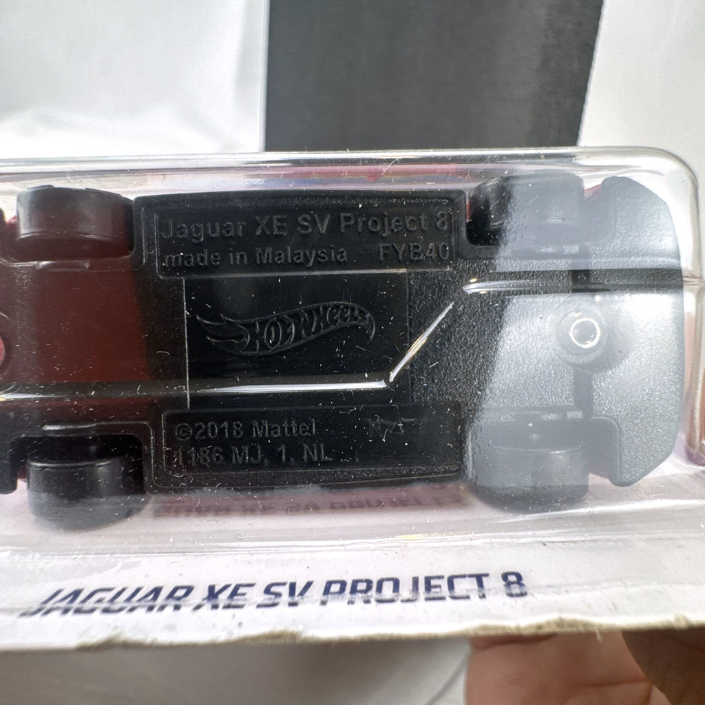Hot Wheels red Jaguar XE SV Project 8 diecast car sealed on card