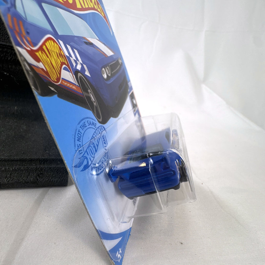 Hot Wheels 1:64 scale Dodge Challenger Drift Car in blue HW Race Team livery sealed on card