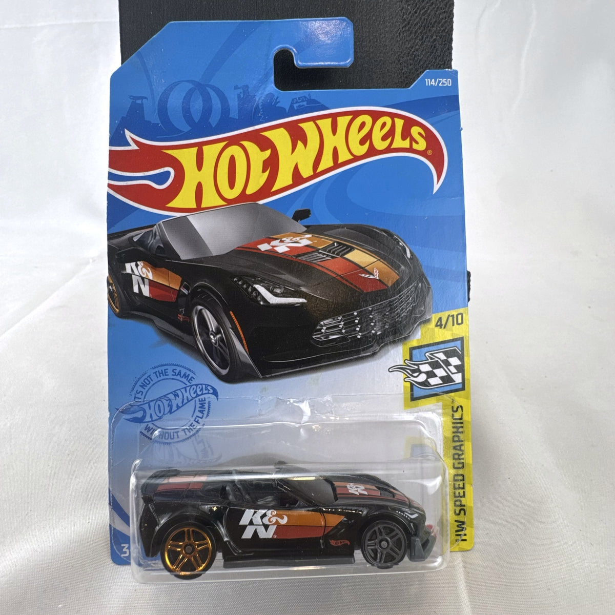 Hot Wheels Chevrolet Corvette C7 Z06 Convertible black diecast car sealed on blister card with K&N graphics