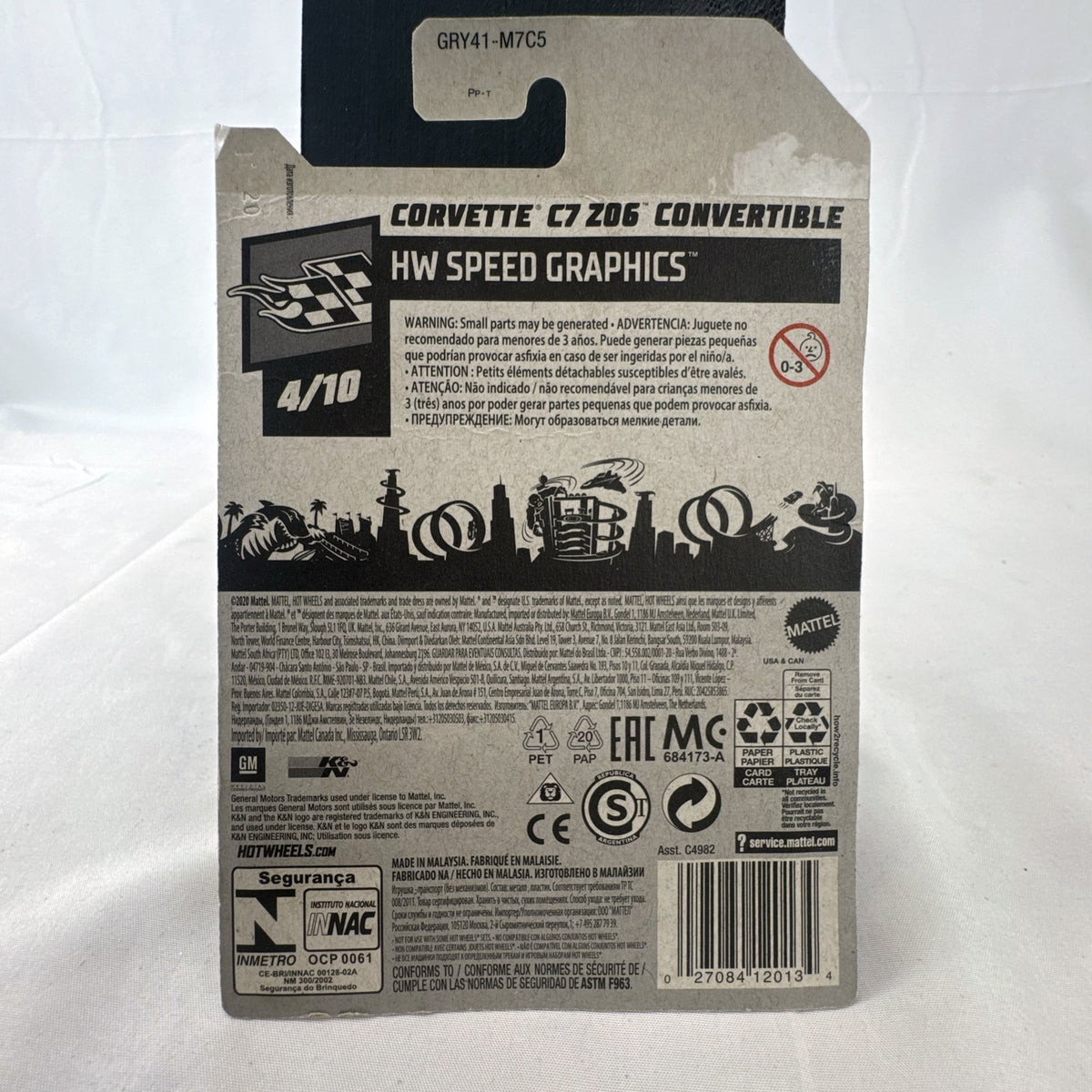 Hot Wheels Chevrolet Corvette C7 Z06 Convertible black diecast car sealed on blister card with K&N graphics