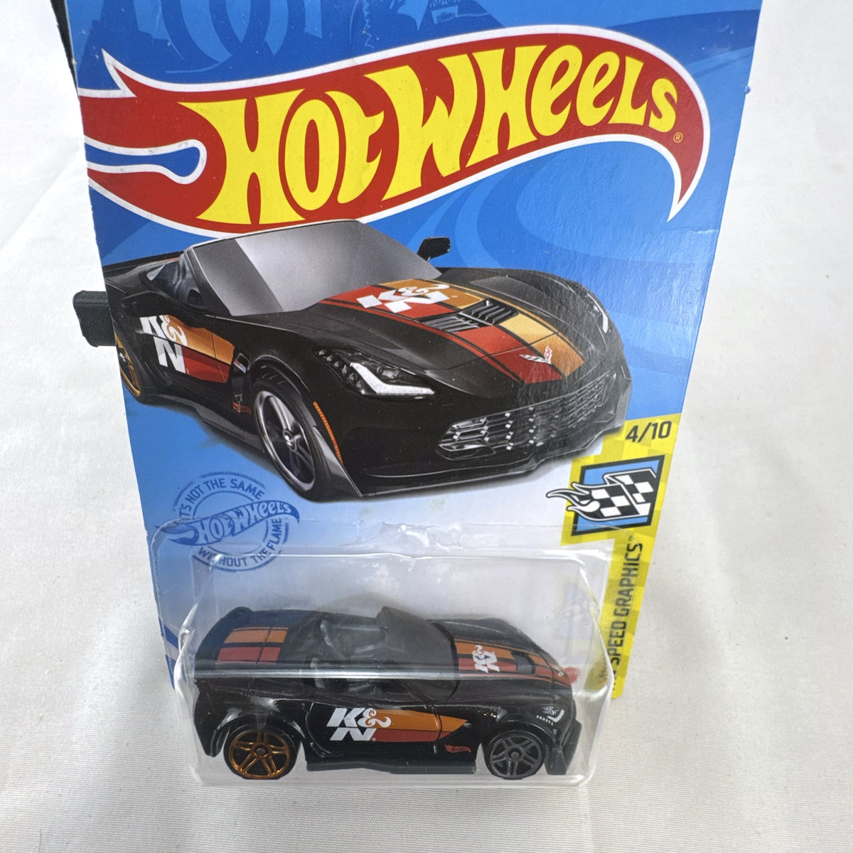 Hot Wheels Chevrolet Corvette C7 Z06 Convertible black diecast car sealed on blister card with K&N graphics
