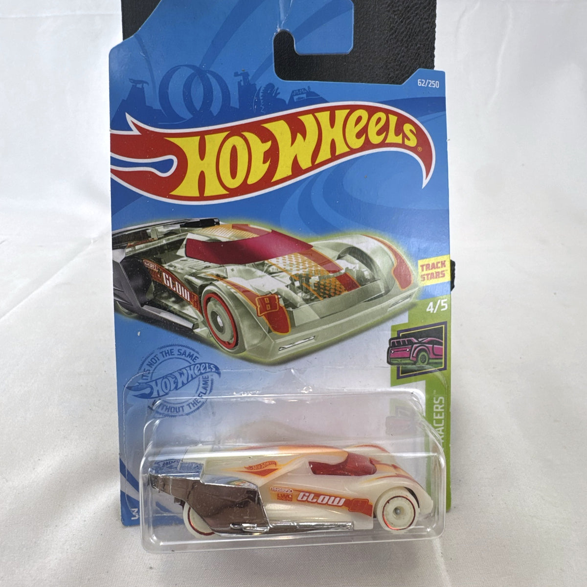 Hot Wheels Lindster Prototype 1:64 diecast car in glow white on original card