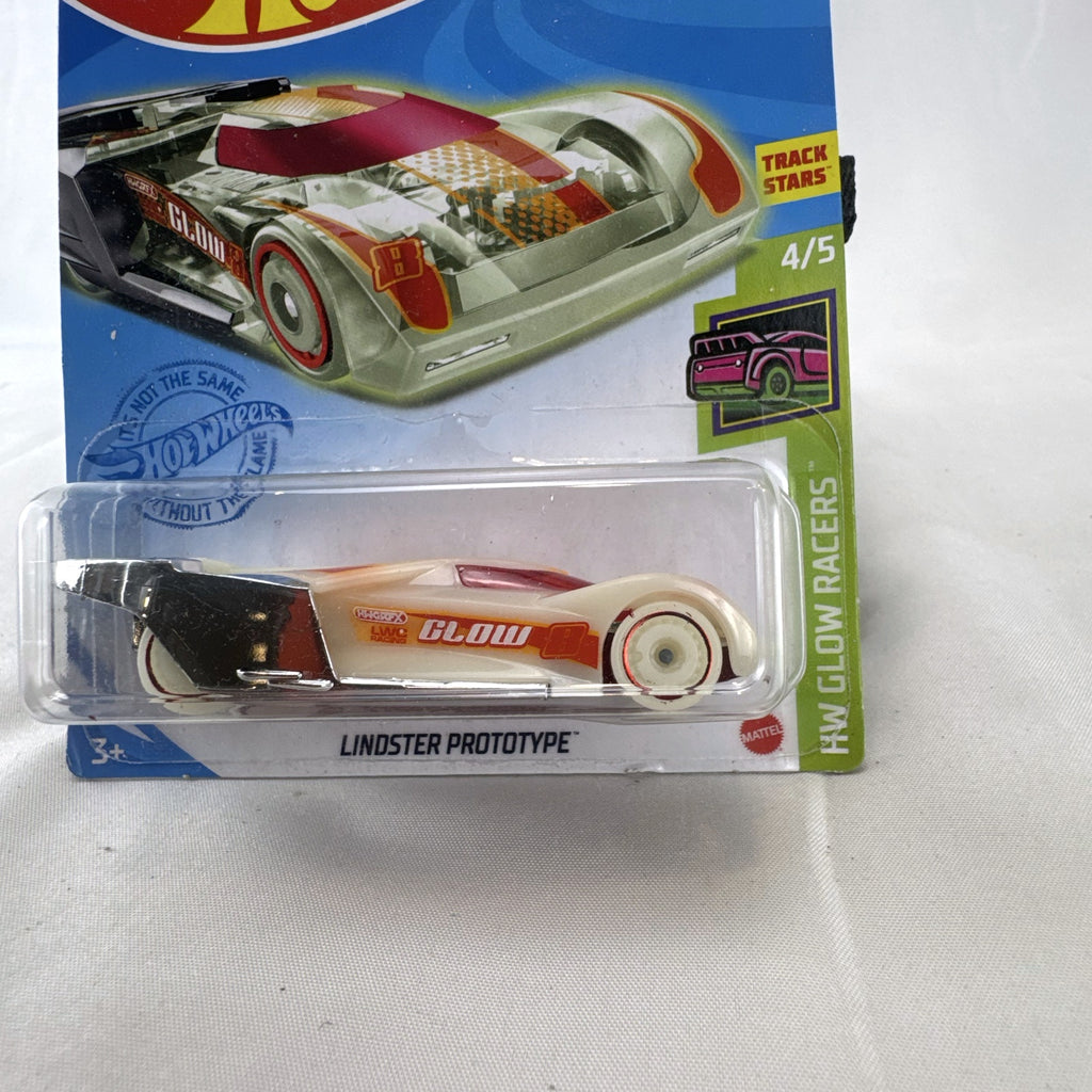 Hot Wheels Lindster Prototype HW Glow Racers 1:64 scale diecast car sealed on card