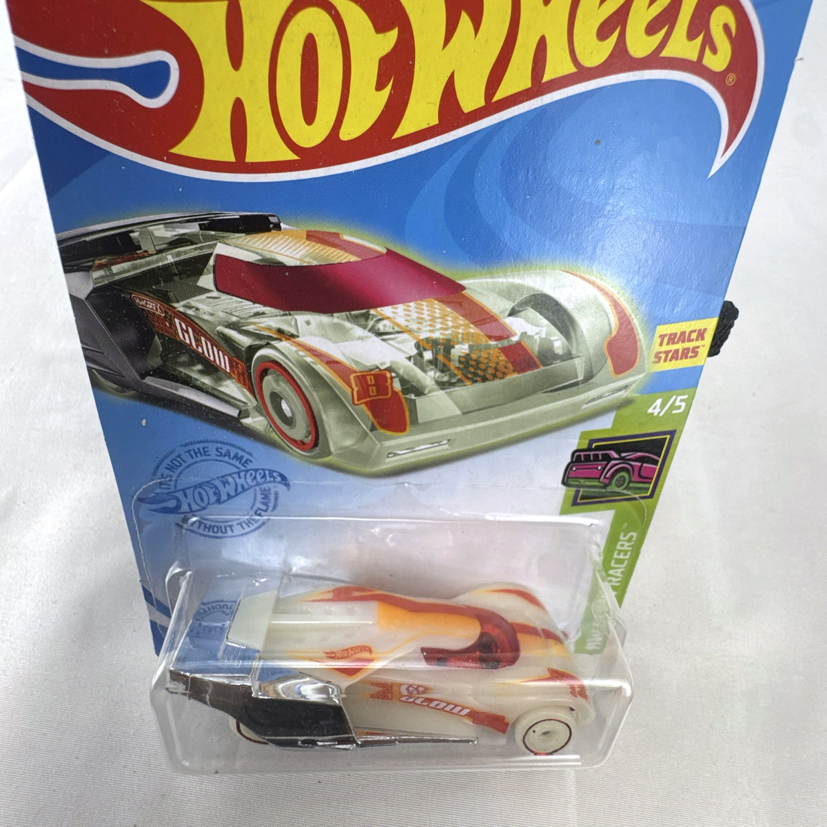 Hot Wheels Lindster Prototype 1:64 diecast car in glow white on original card