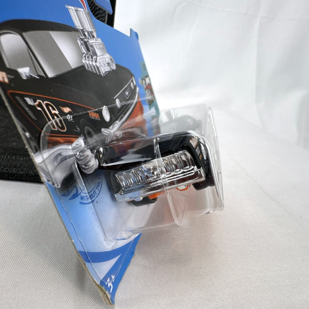 Hot Wheels 1968 Ford Mustang Tooned diecast car in black on short card blister pack