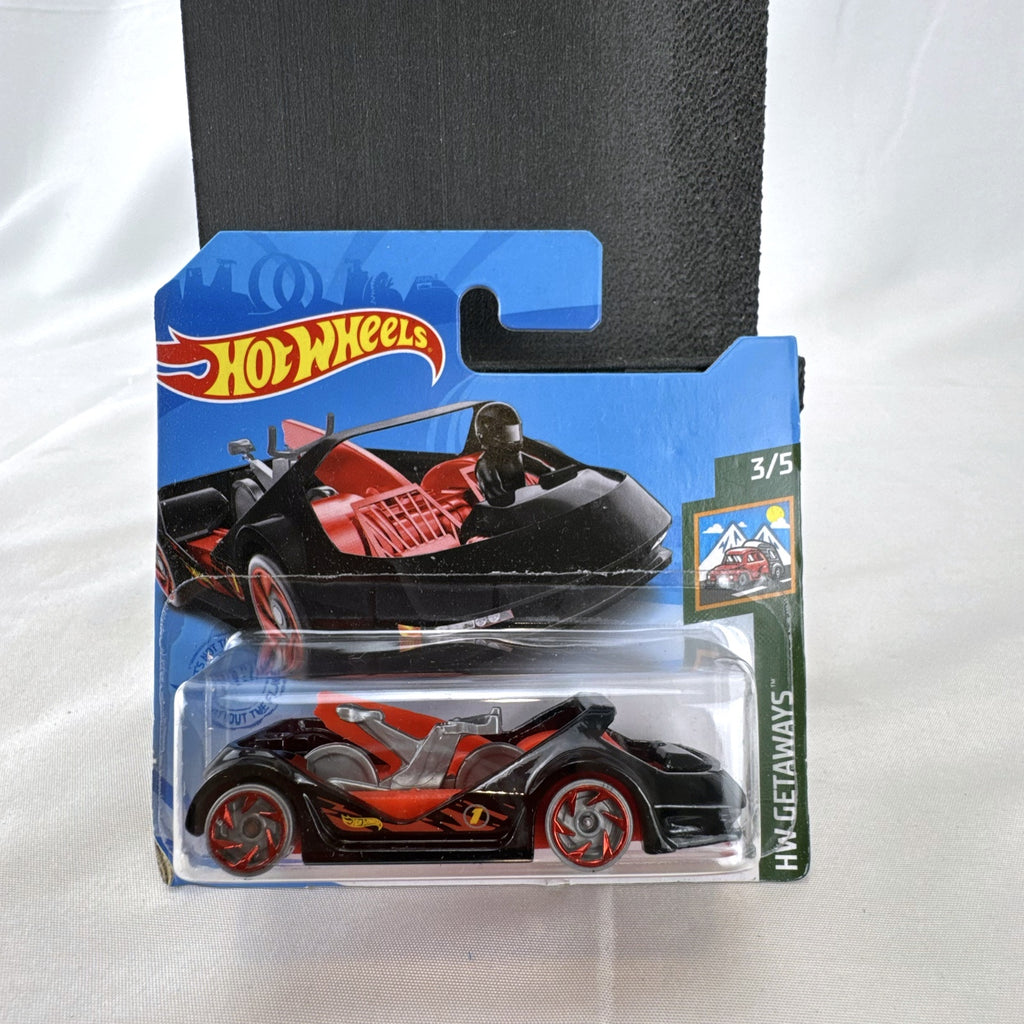 Hot Wheels Deora III 1:64 scale diecast car in black on factory-sealed international short card packaging
