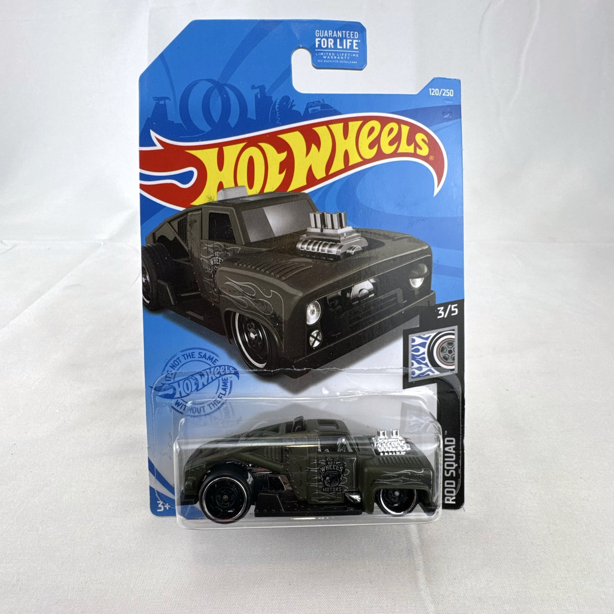 Hot Wheels Erikenstein Rod 1:64 scale diecast pickup truck in matte olive green on blister card