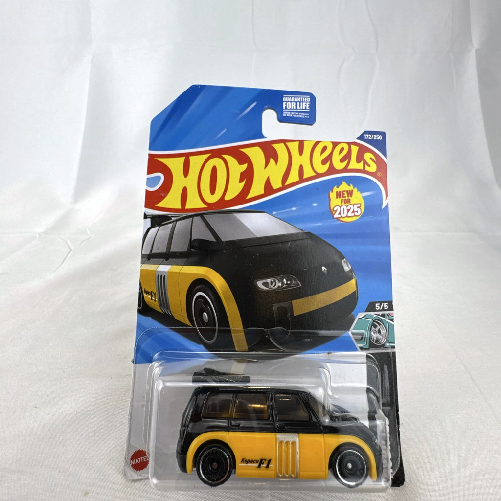 Hot Wheels 1995 Renault Espace F1 yellow and black diecast van sealed on original card