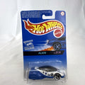 1997 Hot Wheels Alien diecast car in white and blue sealed on Secret Service Series card.