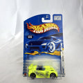 Hot Wheels 2002 First Editions Tantrum diecast tuner car in bright lime yellow on original unopened blister card.