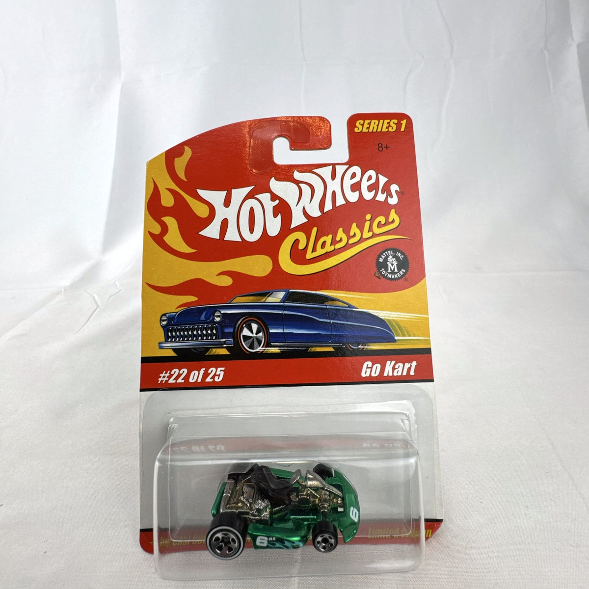 Hot Wheels Classics Series 1 Go Kart in Spectraflame Green sealed on original unpunched card packaging