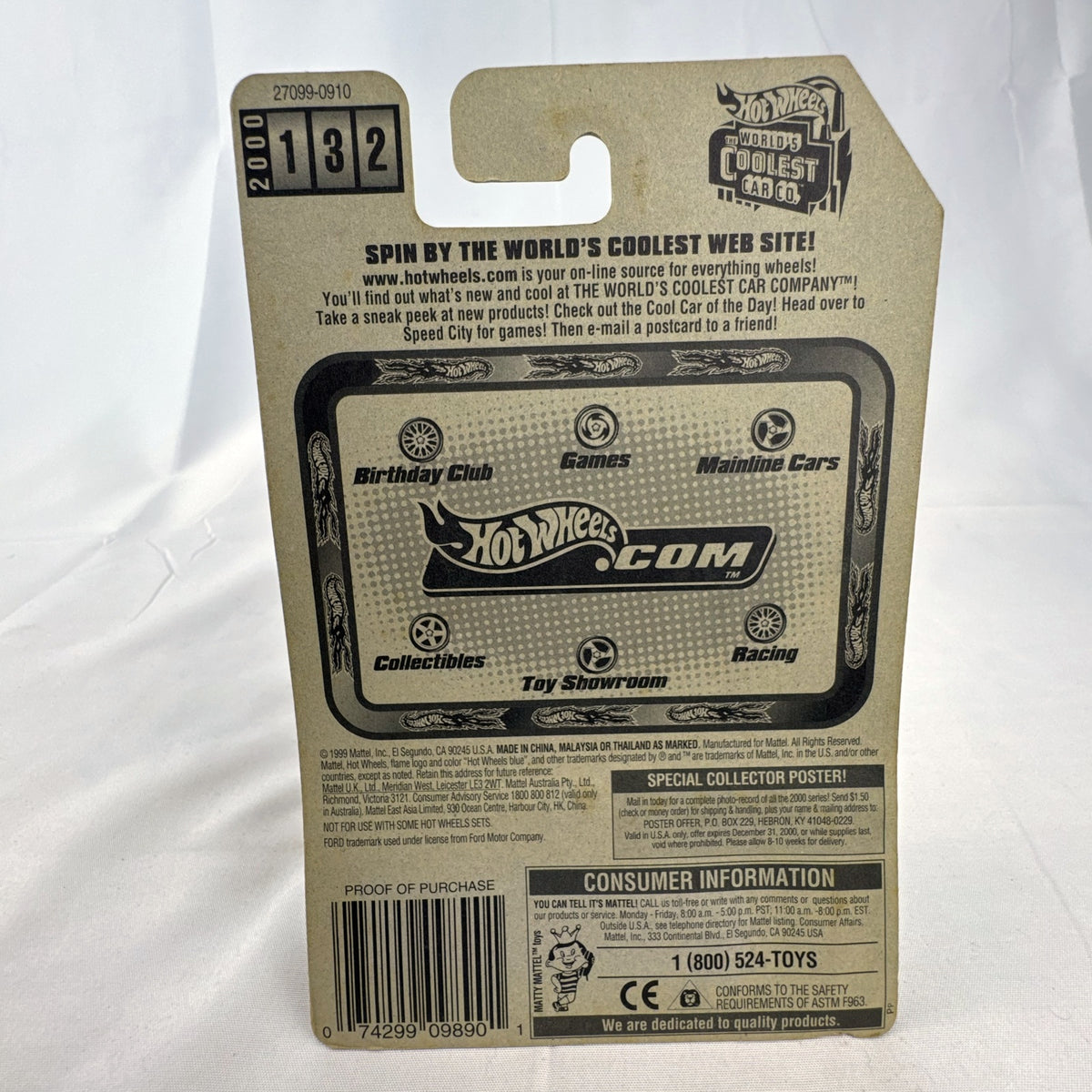Hot Wheels 2000 Mainline 3-Window '34 Ford Coupe diecast car in metallic green factory sealed on card