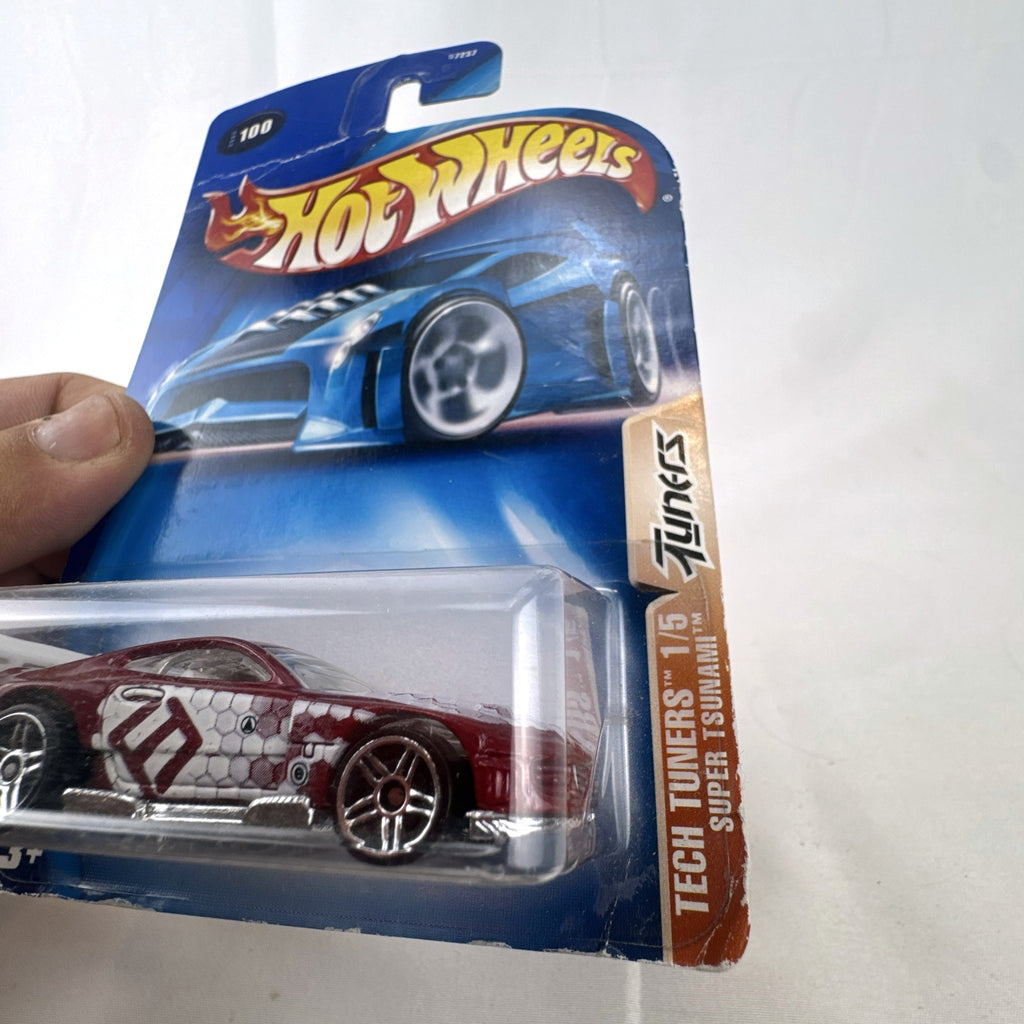 2003 Hot Wheels Tech Tuners Super Tsunami maroon diecast car 1:64 scale sealed on blister card