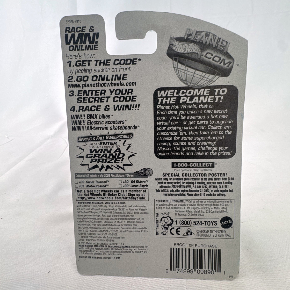 Sealed Hot Wheels 2002 First Editions Super Tsunami 1:64 diecast car in metallic gold on original card