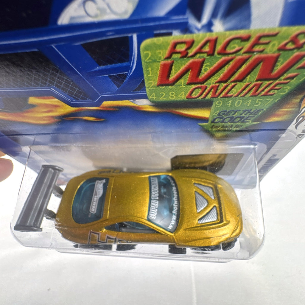 Sealed Hot Wheels 2002 First Editions Super Tsunami 1:64 diecast car in metallic gold on original card