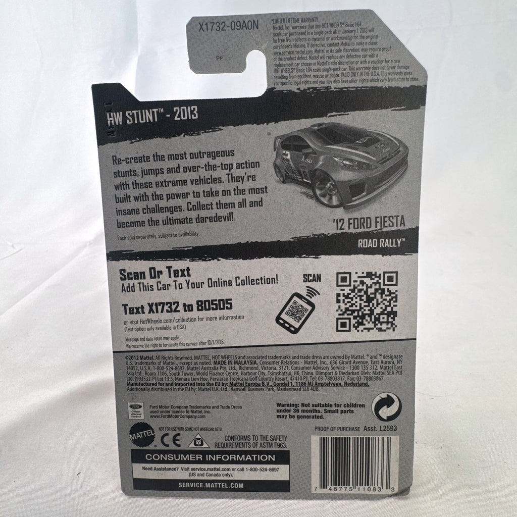 Hot Wheels 2012 Ford Fiesta Road Rally diecast car in red, 1:64 scale on original blister card