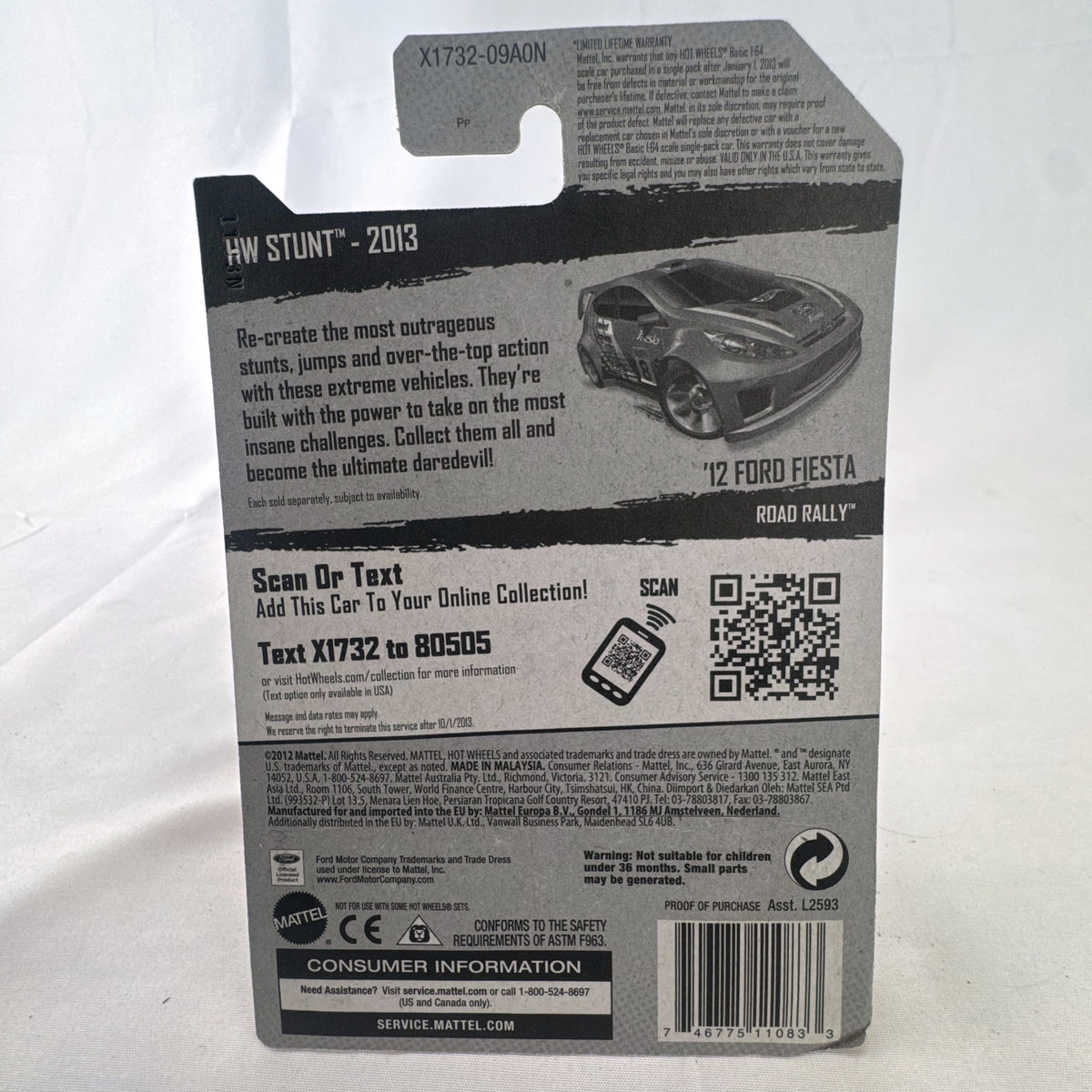 Hot Wheels 2012 Ford Fiesta Road Rally diecast car in red, 1:64 scale on original blister card