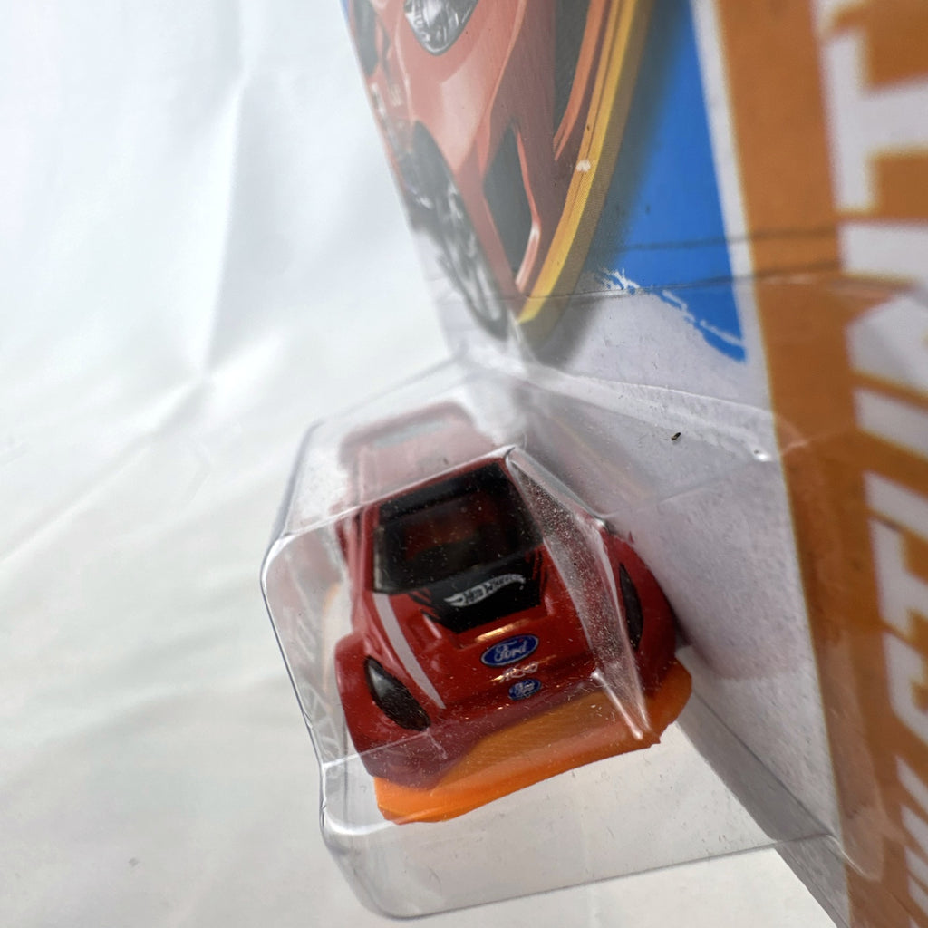 Hot Wheels 2012 Ford Fiesta Road Rally diecast car in red, 1:64 scale on original blister card