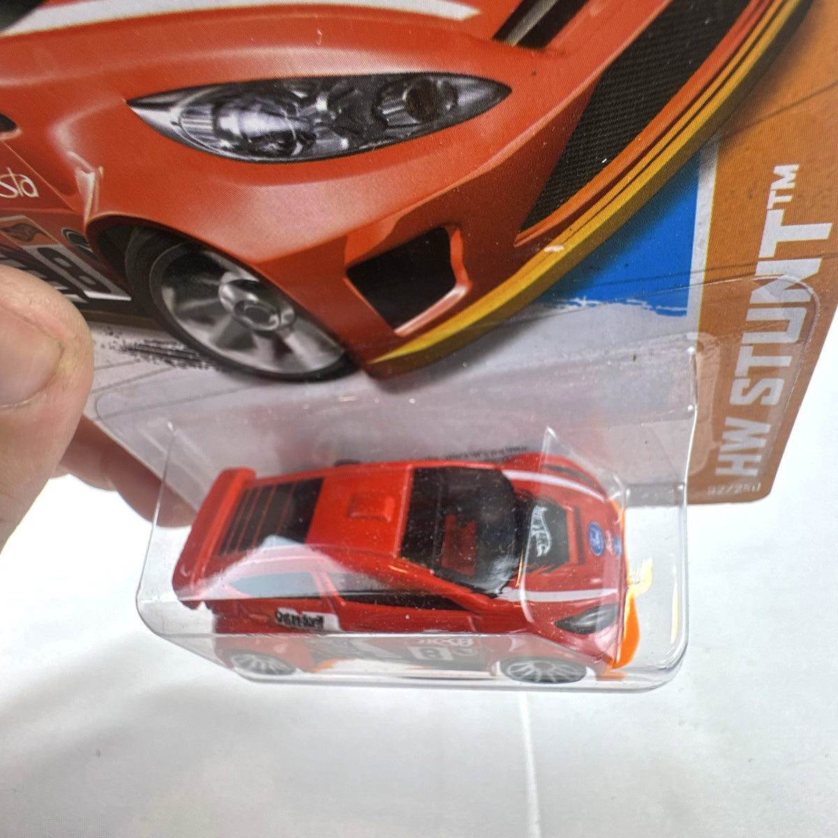 Hot Wheels 2012 Ford Fiesta Road Rally diecast car in red, 1:64 scale on original blister card