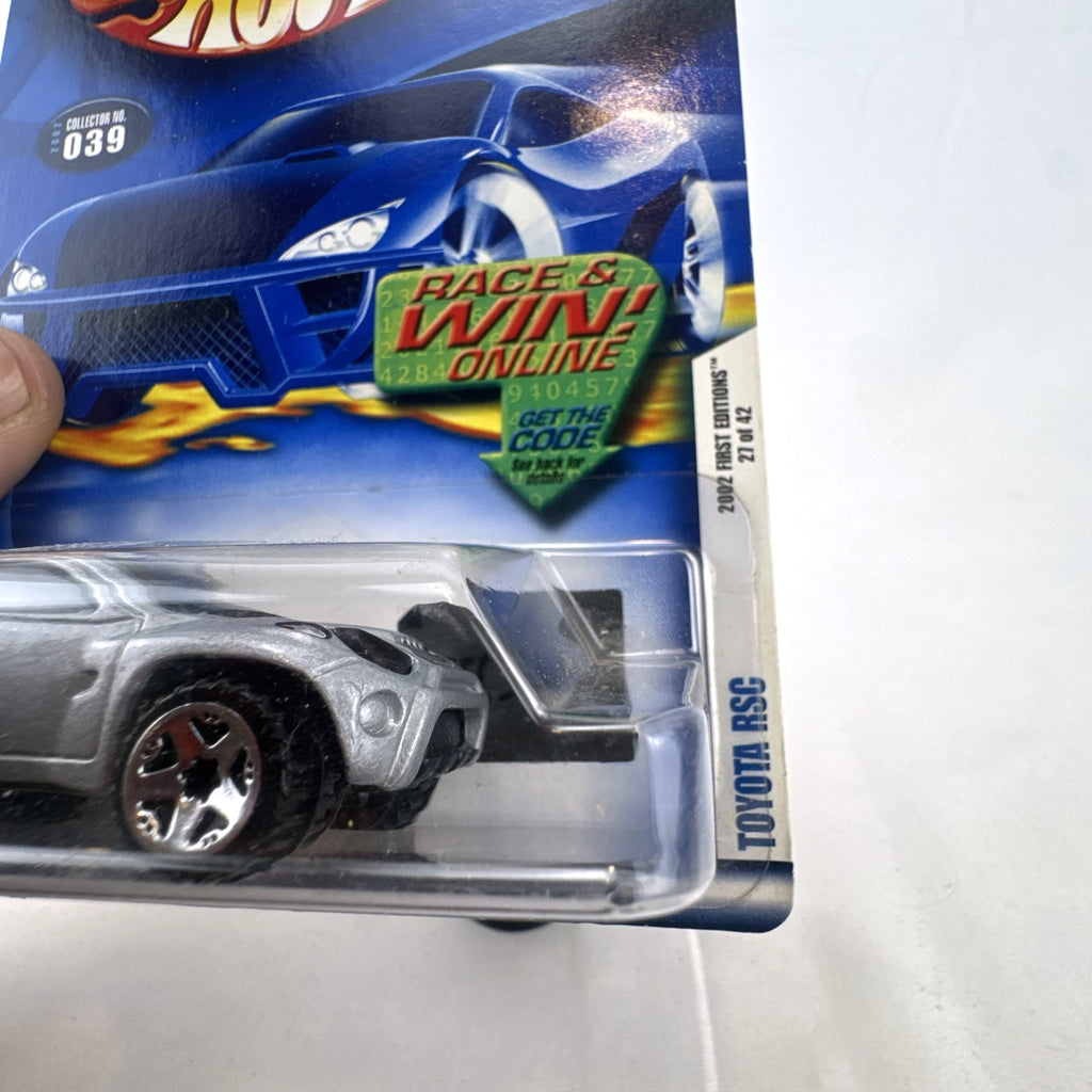 Factory sealed 2002 Hot Wheels First Editions Toyota RSC Concept 1:64 scale silver diecast car on card