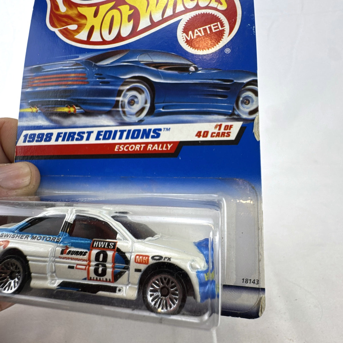 Hot Wheels 1998 First Editions Ford Escort Rally 1:64 scale diecast car in original unopened packaging