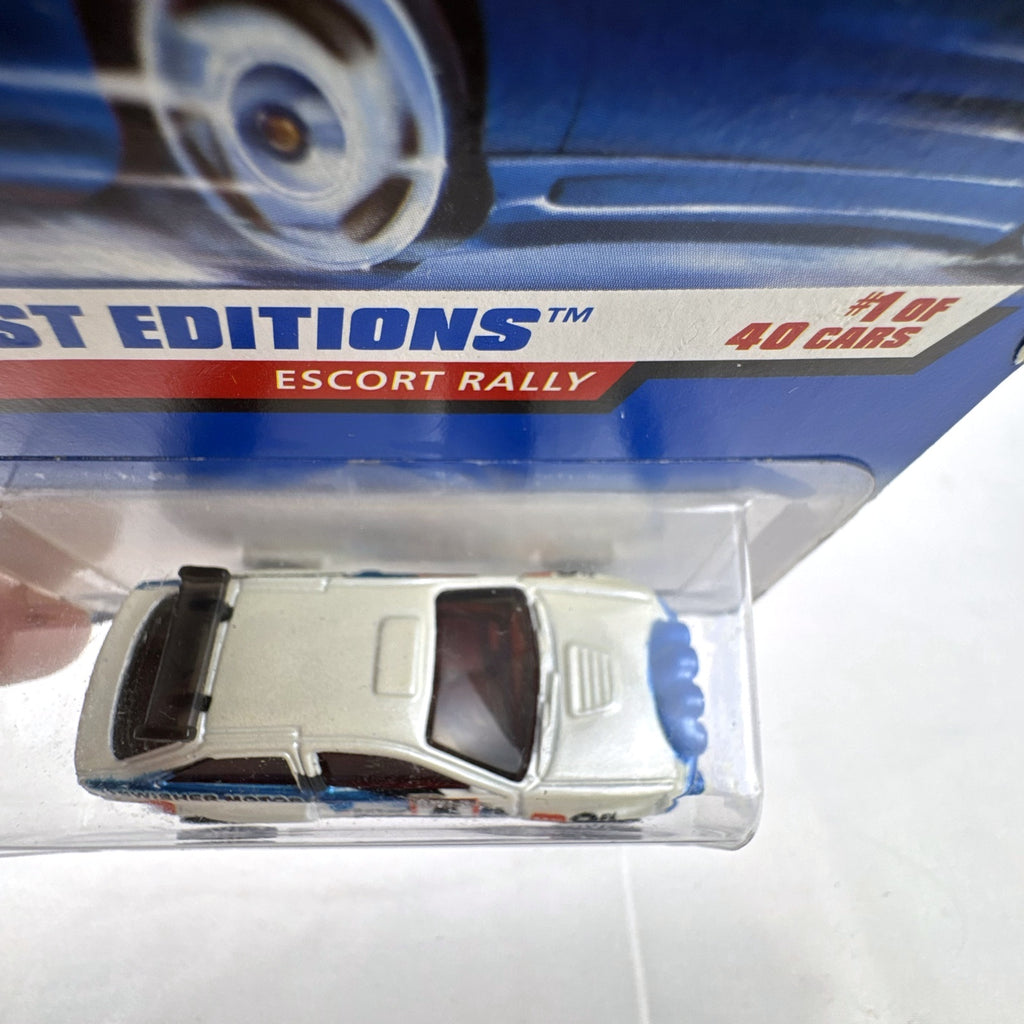 Hot Wheels 1998 First Editions Ford Escort Rally 1:64 scale diecast car in original unopened packaging