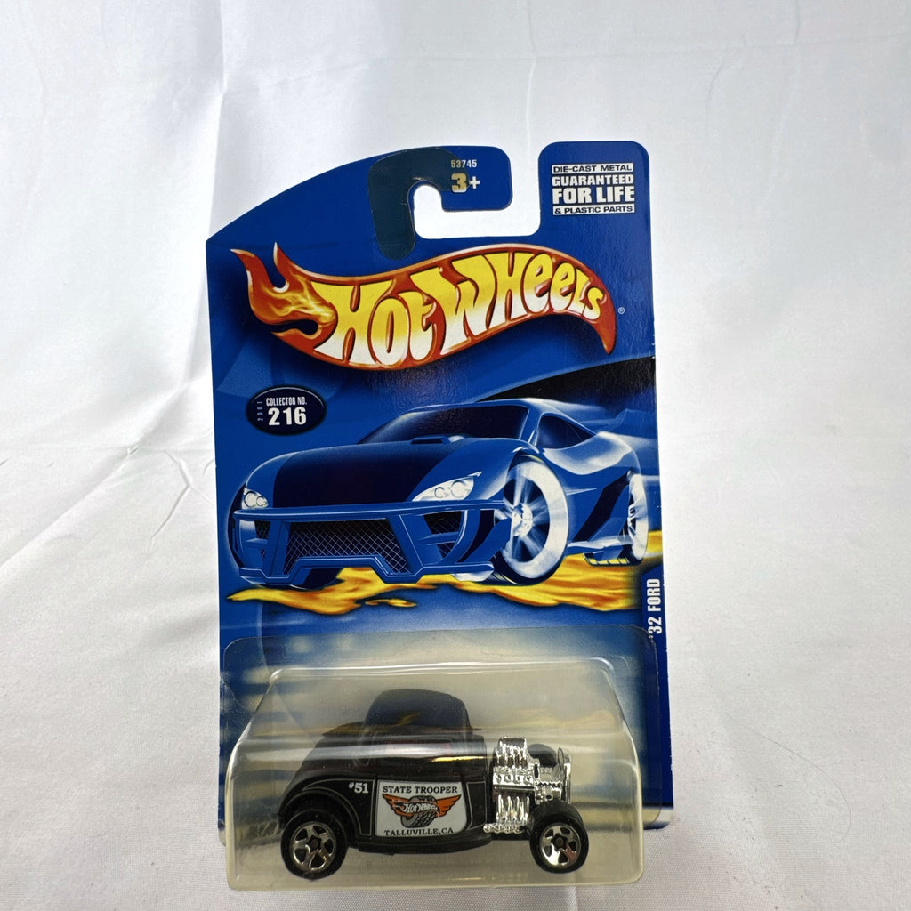 Hot Wheels 2001 '32 Ford Coupe State Trooper police hot rod 1:64 scale diecast car sealed on card