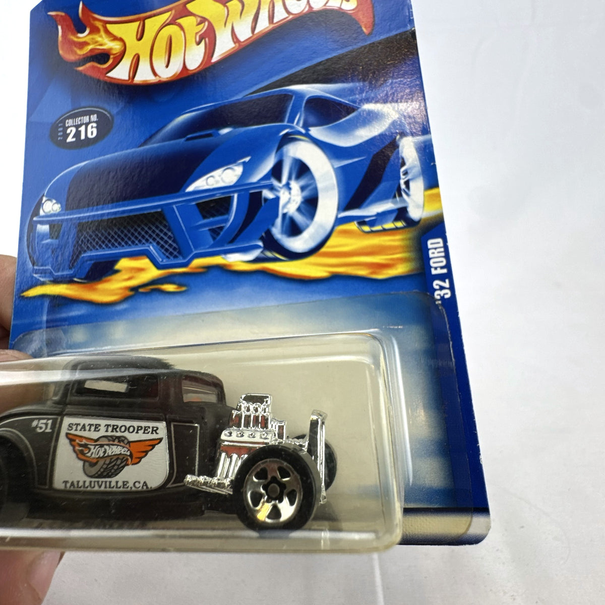 Hot Wheels 2001 '32 Ford Coupe State Trooper police hot rod 1:64 scale diecast car sealed on card