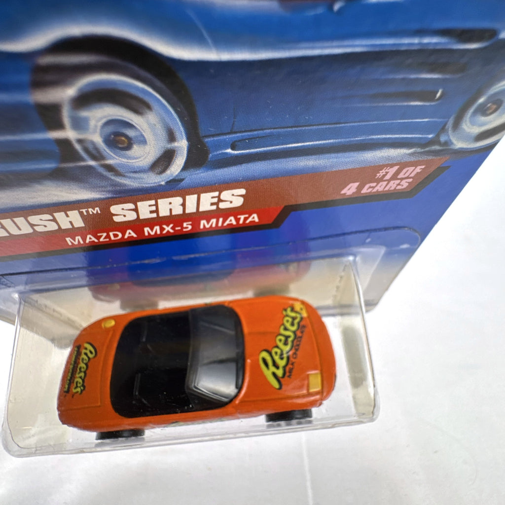 Hot Wheels 1998 Mazda MX-5 Miata Sugar Rush Reese's diecast car sealed on card