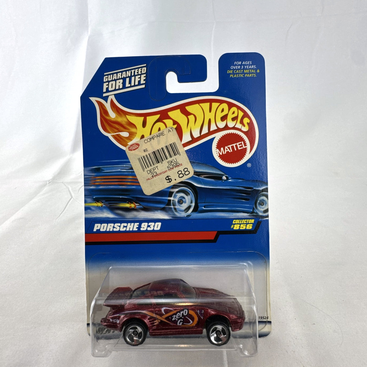 Hot Wheels 1:64 metallic red Porsche 930 Slant Nose diecast car with Zero G graphics