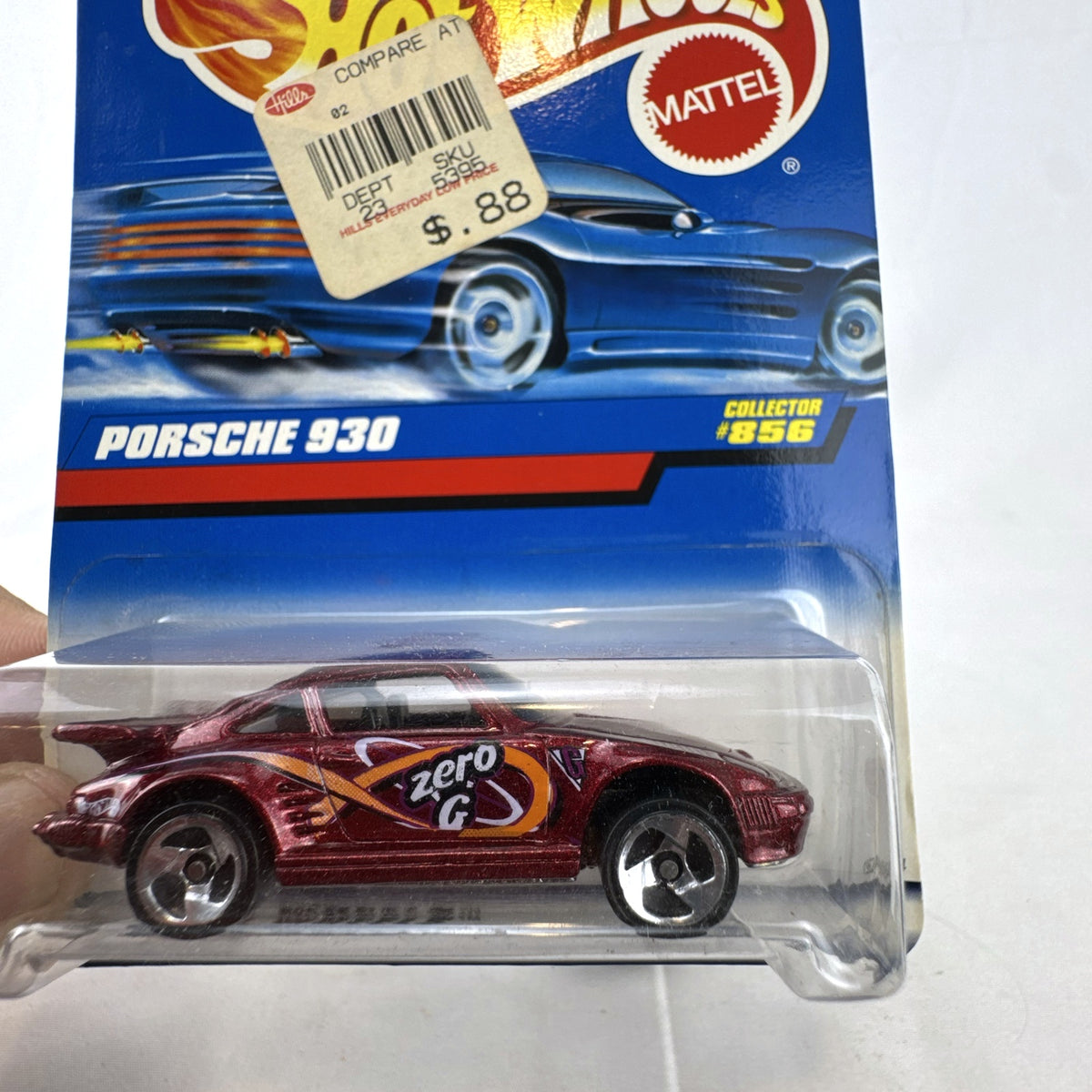 Hot Wheels 1:64 metallic red Porsche 930 Slant Nose diecast car with Zero G graphics