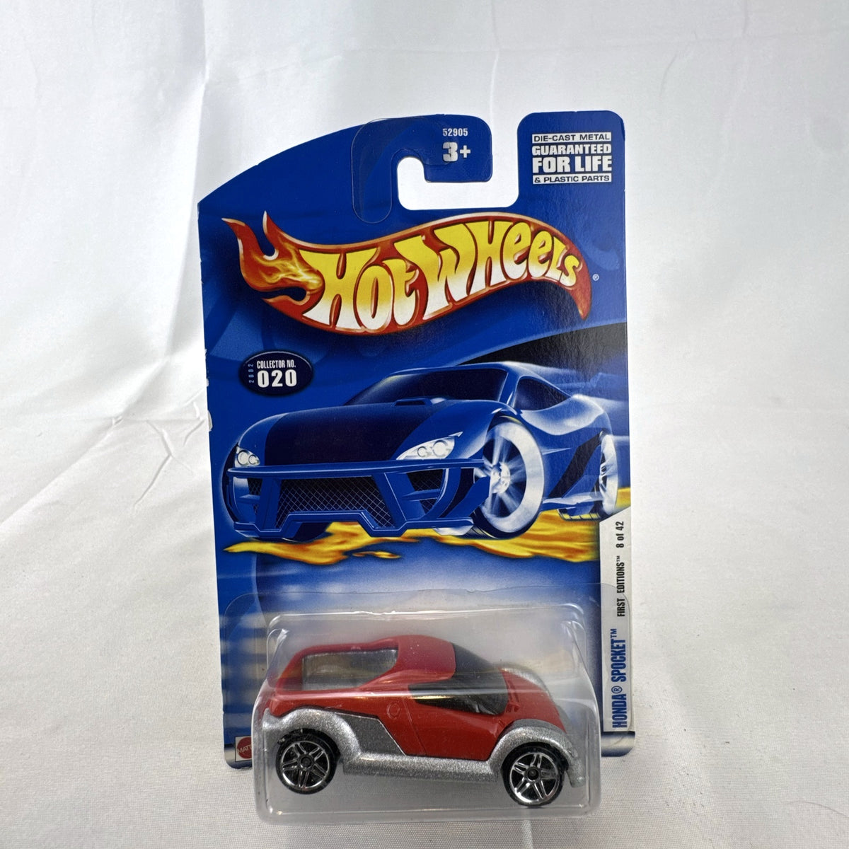 Sealed 2002 Hot Wheels First Editions 1:64 Honda Spocket concept diecast car in red and textured silver.