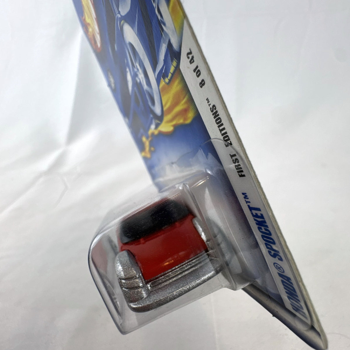 Sealed 2002 Hot Wheels First Editions 1:64 Honda Spocket concept diecast car in red and textured silver.