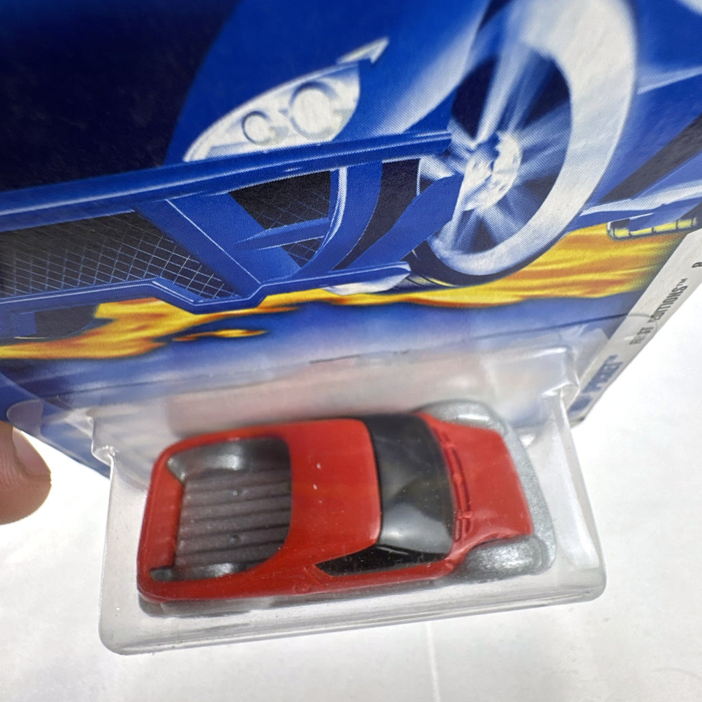 Sealed 2002 Hot Wheels First Editions 1:64 Honda Spocket concept diecast car in red and textured silver.