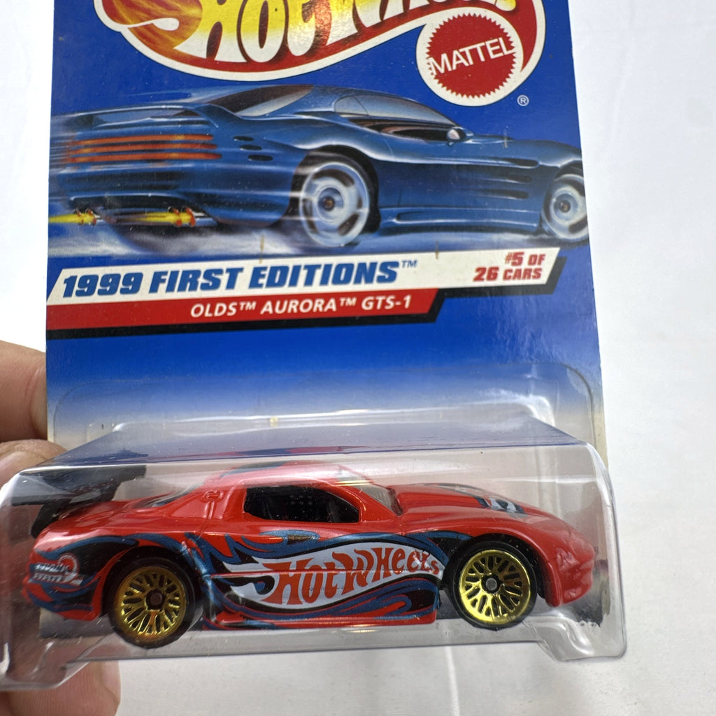 1999 Hot Wheels First Editions Oldsmobile Aurora GTS-1 red diecast race car factory sealed on card