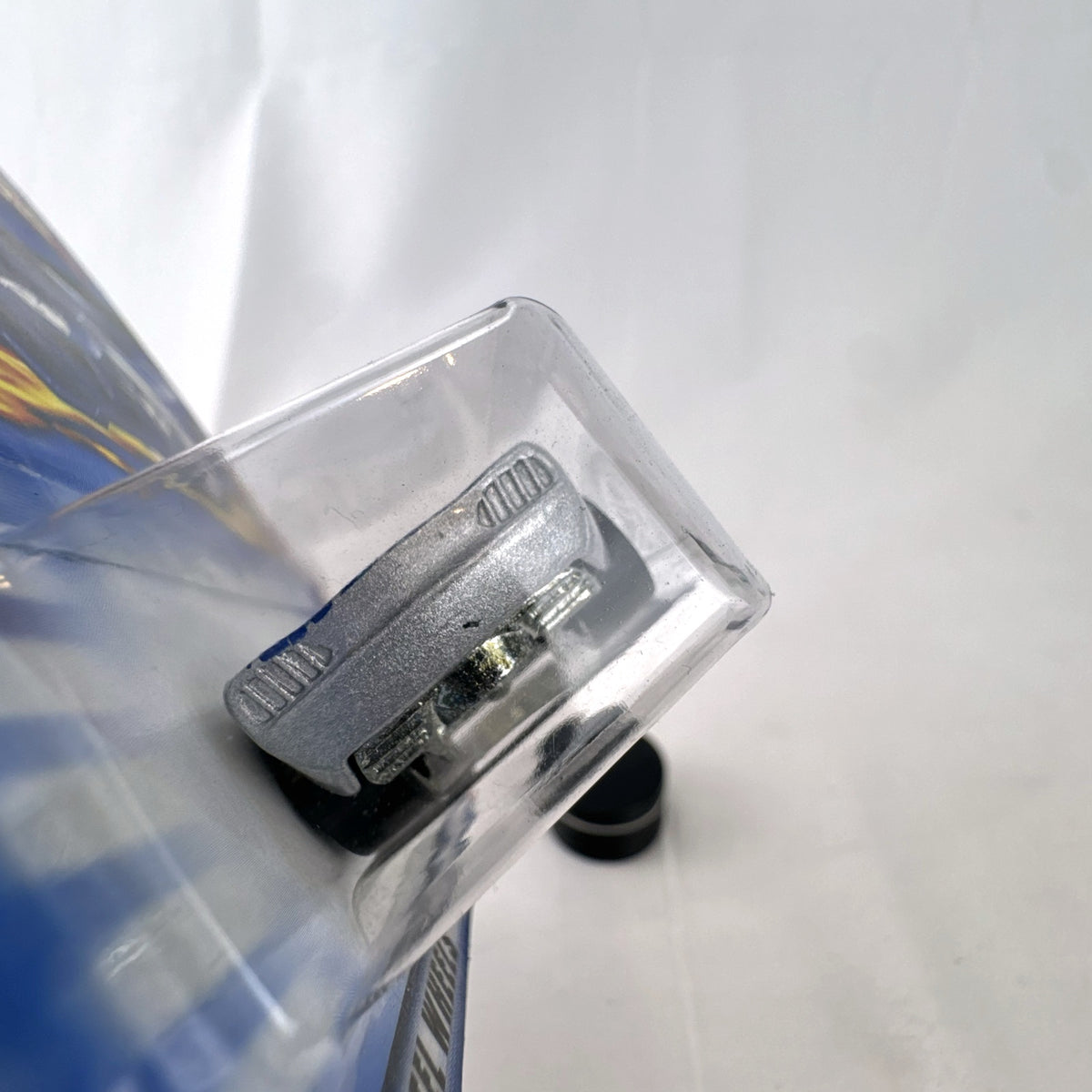 Hot Wheels 2003 Flamin' Hot Wheels Pony-Up 1:64 diecast car in silver with blue flames, factory sealed on blister card.