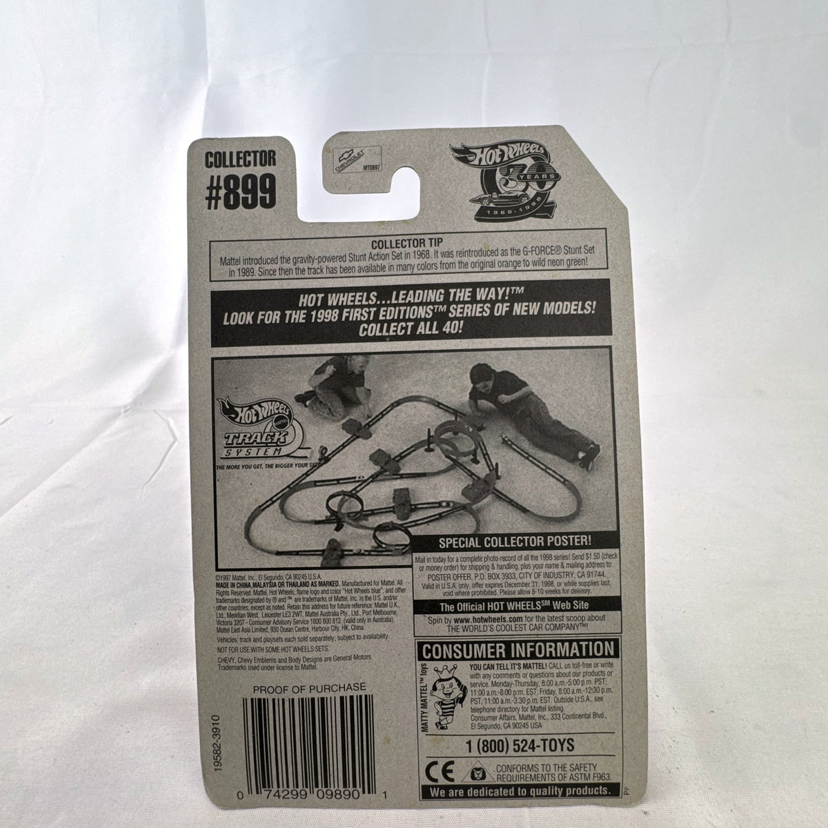 Vintage 1998 Hot Wheels 1956 Chevy Flashsider pickup truck diecast in silver sealed on original blue card packaging