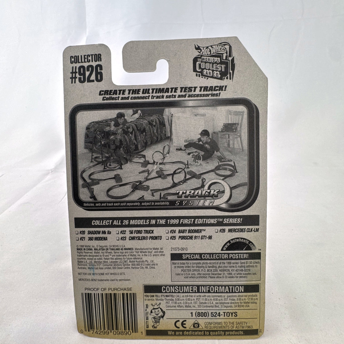 Hot Wheels 1999 First Editions Mercedes-Benz CLK-LM 1:64 scale silver diecast car in original packaging