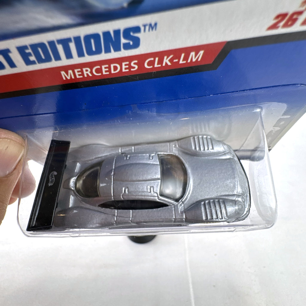 Hot Wheels 1999 First Editions Mercedes-Benz CLK-LM 1:64 diecast race car in silver, sealed on original blister card