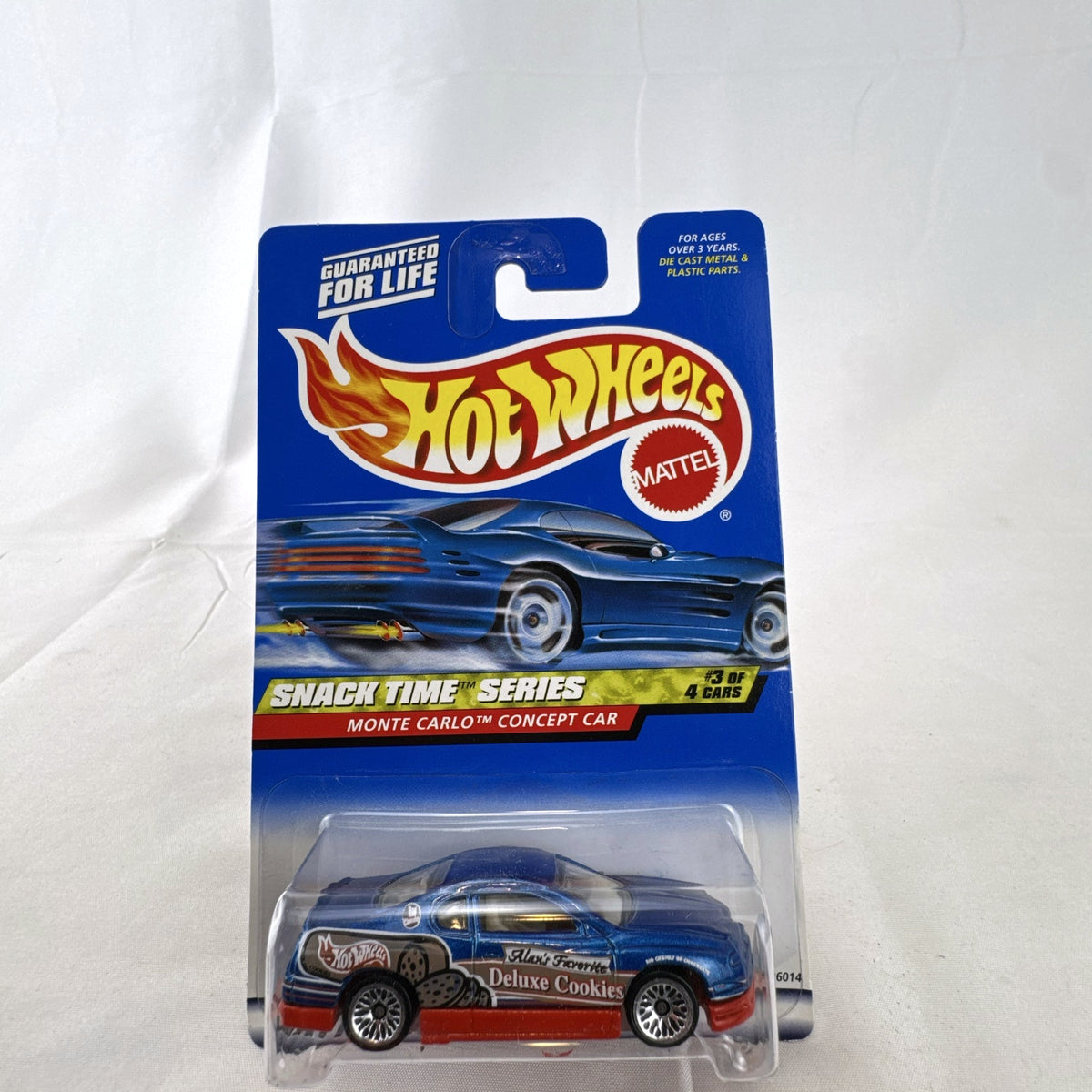 Hot Wheels Chevrolet Monte Carlo Concept Snack Time Series 1:64 diecast car in metallic blue on original packaging