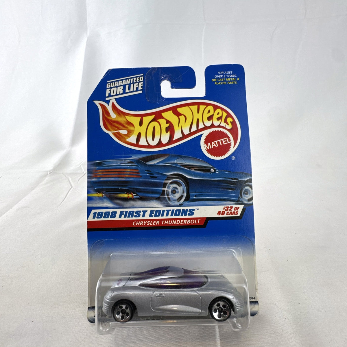Sealed 1998 Hot Wheels First Editions Chrysler Thunderbolt 1:64 diecast car in silver metallic