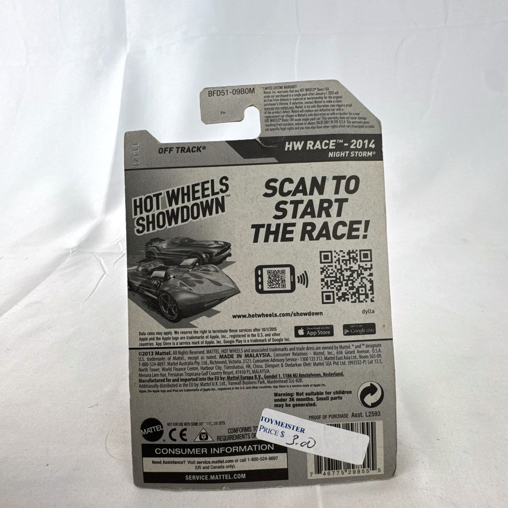 Hot Wheels 2014 Off Track Treasure Hunt 1:64 diecast truck sealed in original card packaging.