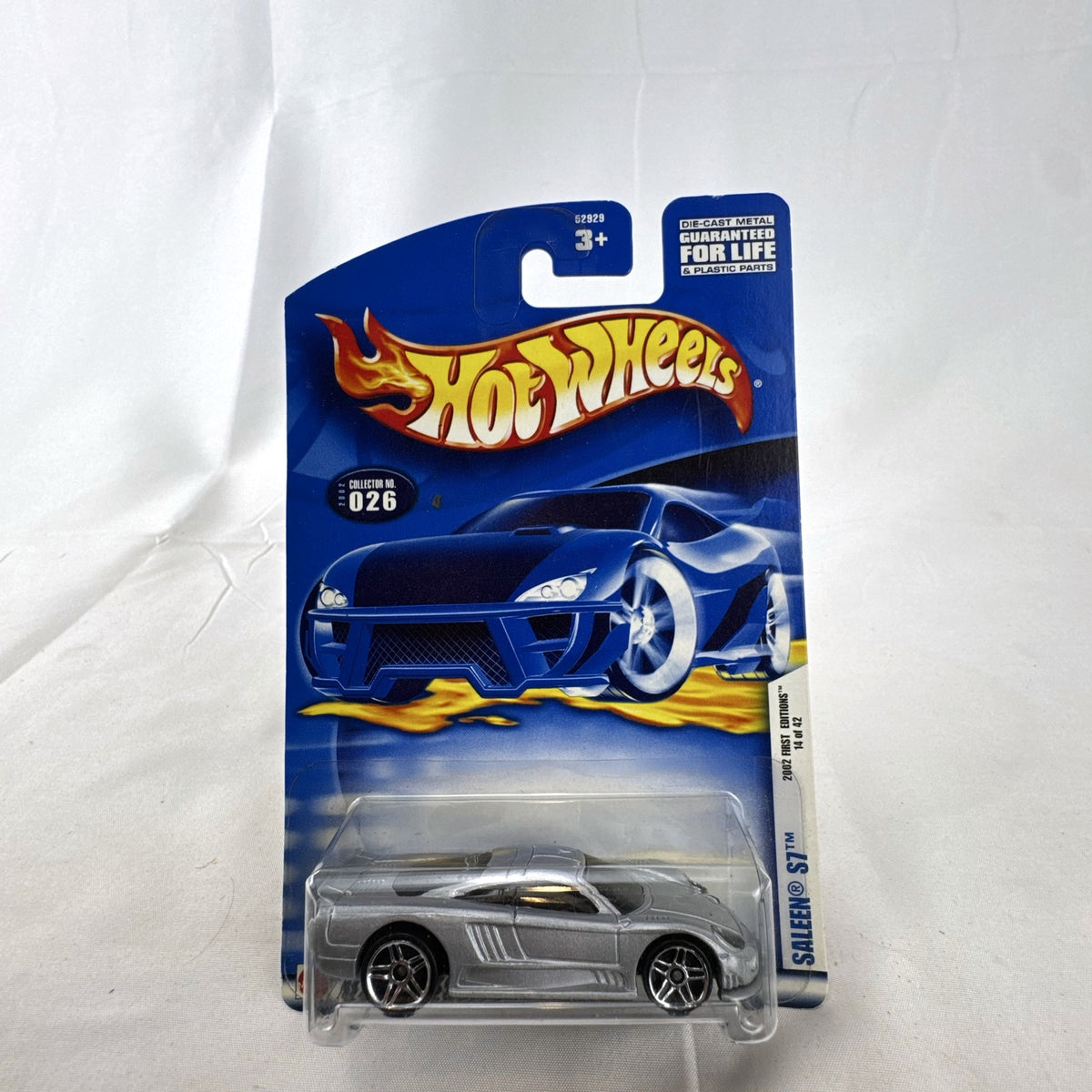 Hot Wheels 2002 First Editions Saleen S7 1:64 scale silver diecast car sealed on original packaging card