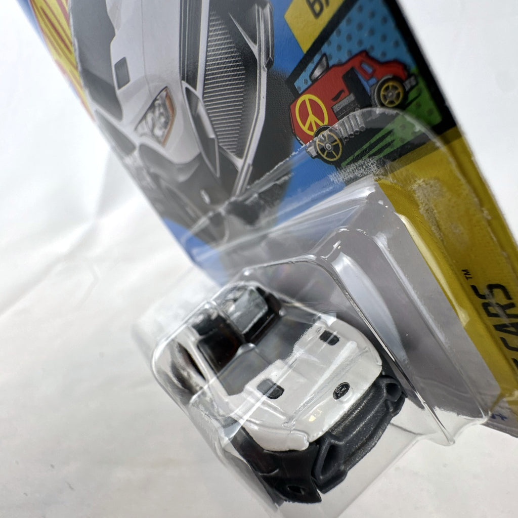 Hot Wheels Ford Transit Connect HW Art Cars 1:64 scale diecast van in white with tiger graphics