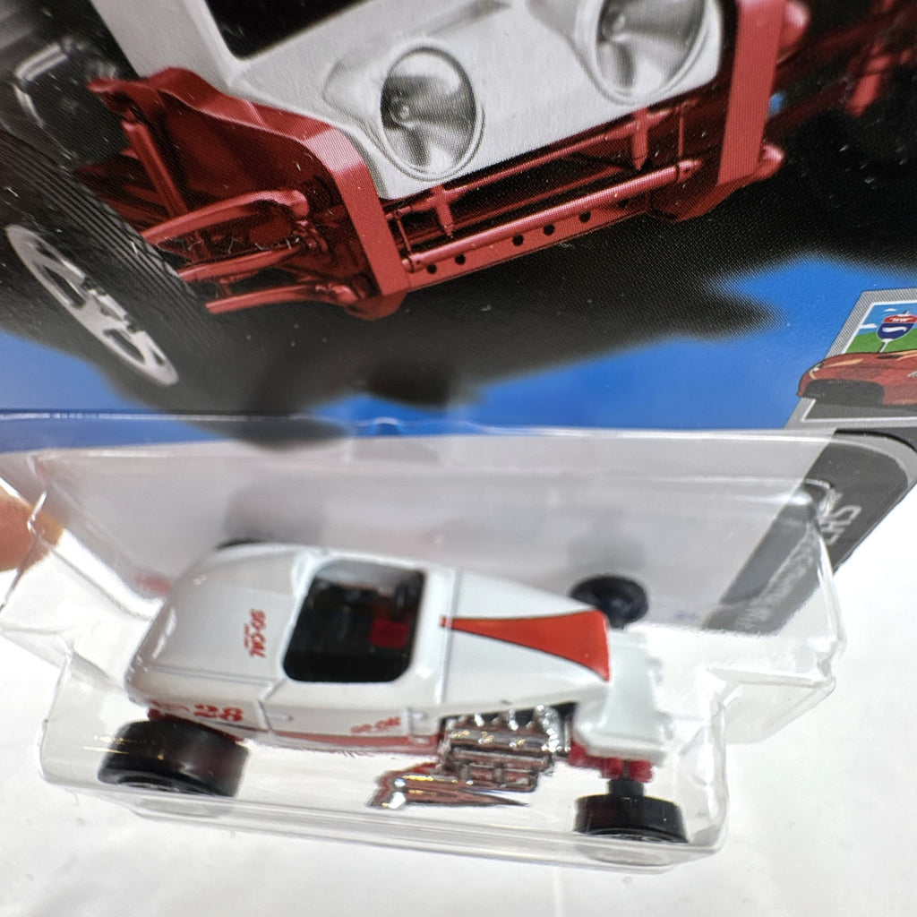 Unopened Hot Wheels Max Steel diecast car in white with red So-Cal Speed Shop graphics in 1:64 scale packaging.