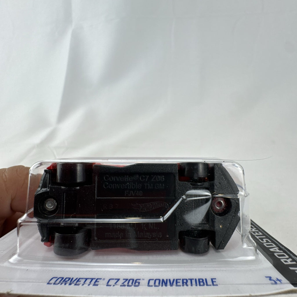 Hot Wheels 1:64 scale red Chevy Corvette C7 Z06 Convertible diecast car in original sealed package