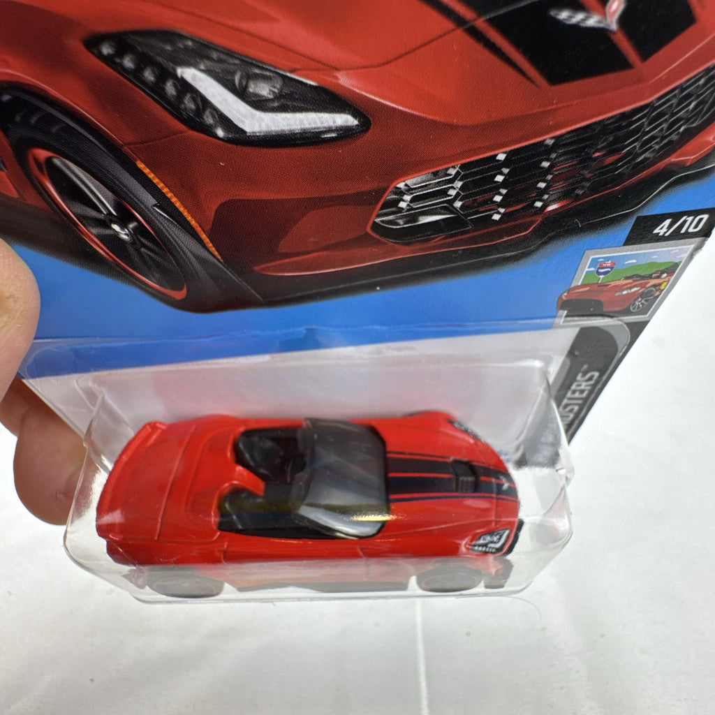 Hot Wheels 1:64 scale red Chevy Corvette C7 Z06 Convertible diecast car in original sealed package