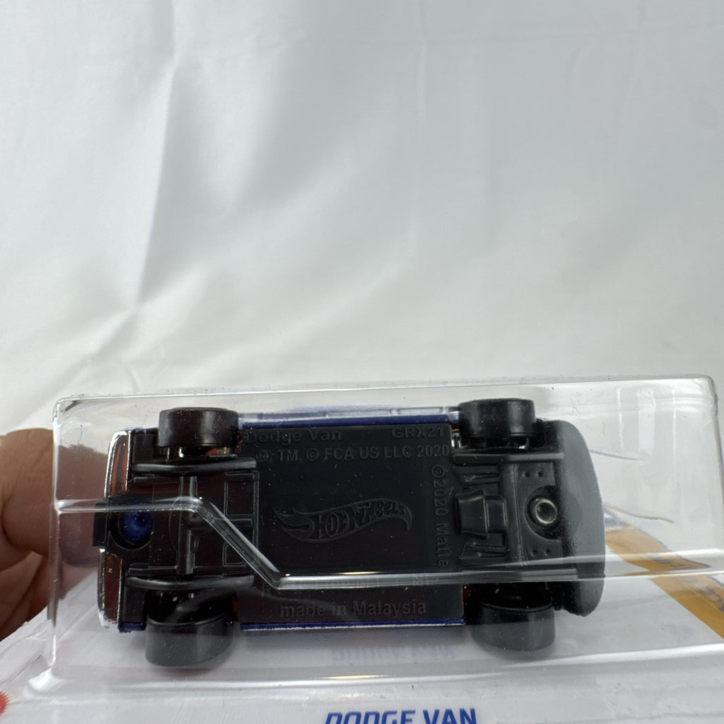 Hot Wheels 1:64 scale diecast Dodge Van in blue HW 55th Race Team anniversary livery.